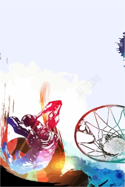 矢量水彩校园篮球运动会体育竞赛海报背景
