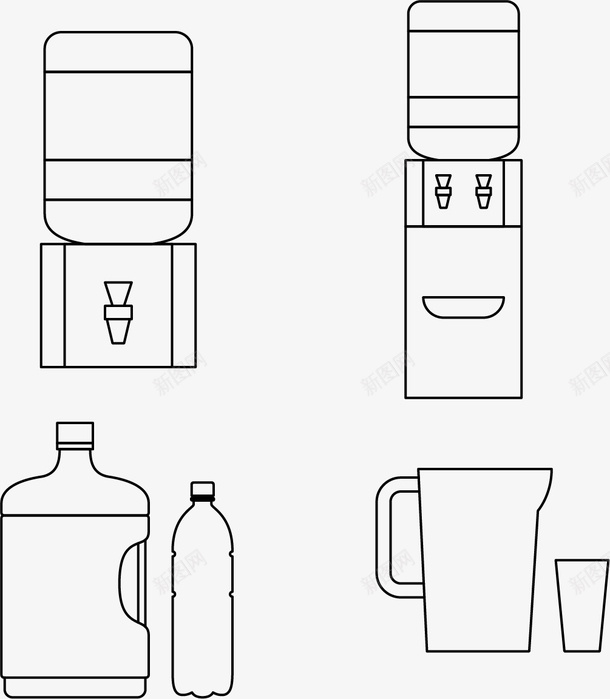 矿泉水设备矢量图ai免抠素材_新图网 https://ixintu.com 卡通矿泉水 手绘 手绘矿泉水 矿泉水 纯净水 线条 矢量图