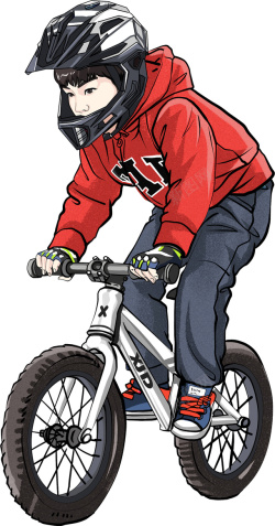 骑自行车小孩骑童车的小孩一高清图片