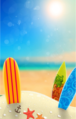 夏日沙滩海报背景矢量图背景