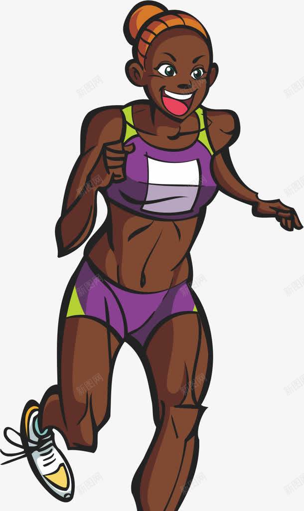 卡通运动员png免抠素材_新图网 https://ixintu.com 妻子 美女 跑步 运动员妻子 黑种人
