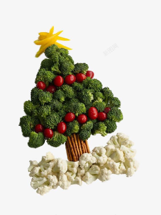 蔬菜拼盘png免抠素材_新图网 https://ixintu.com 创意摆盘 圣诞树 西兰花 西红柿