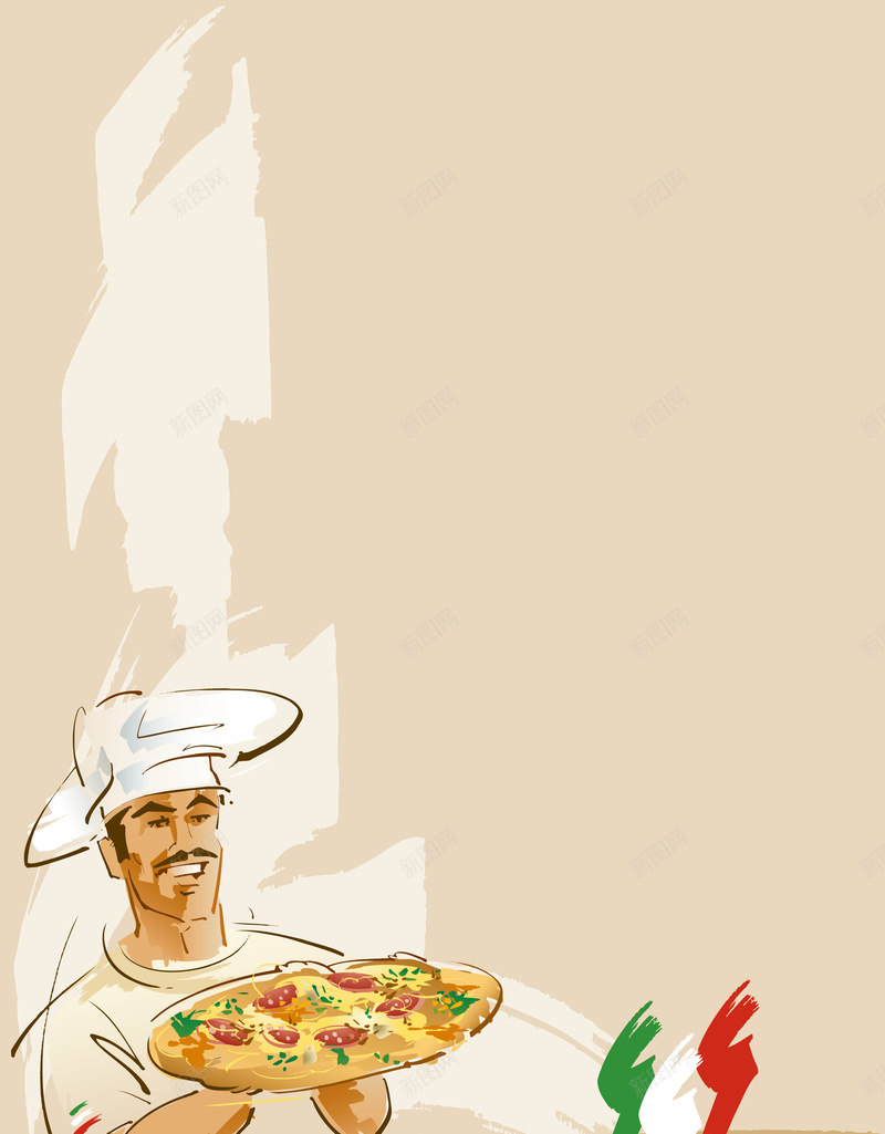 厨师披萨烘焙背景矢量图ai设计背景_新图网 https://ixintu.com 卡通 厨师 手绘 披萨 烘焙开心 童趣 矢量图