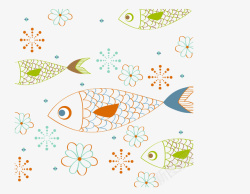 小鱼背景装饰花纹矢量图素材