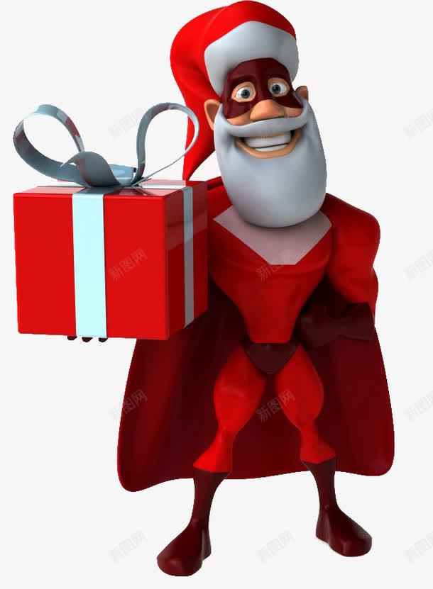 圣诞超人送礼物png免抠素材_新图网 https://ixintu.com 卡通 圣诞帽 圣诞超人 礼物盒