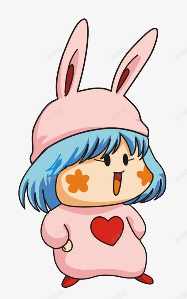 兔耳朵小女孩png免抠素材_新图网 https://ixintu.com 可爱卡通 小女孩 小胖妞 心形 粉色兔耳朵