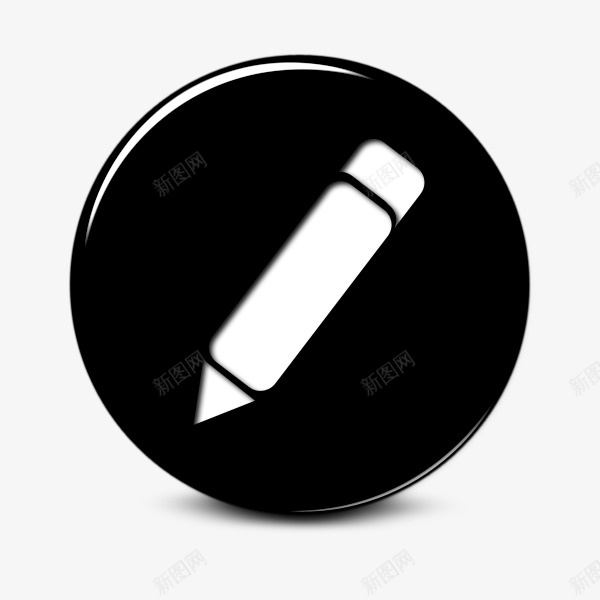 铅笔光滑的黑色按钮图标png_新图网 https://ixintu.com pencil 铅笔