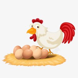 公鸡鸡蛋手绘动物保护鸡蛋高清图片
