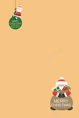 淡黄色扁平化圣诞老人形象海报背景矢量图背景