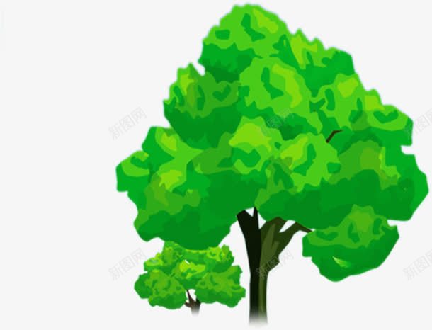 手绘卡通绿色树林png免抠素材_新图网 https://ixintu.com 卡通 树林 绿色