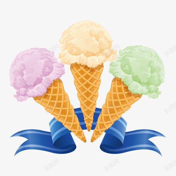 多色冰淇淋矢量图ai免抠素材_新图网 https://ixintu.com 冰淇淋 彩带 彩色冰淇淋 矢量图