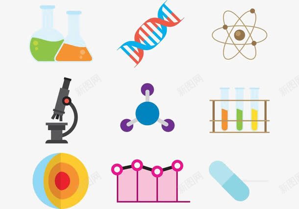 科学标图标psd_新图网 https://ixintu.com 化学 图标元素 实验仪器 科学