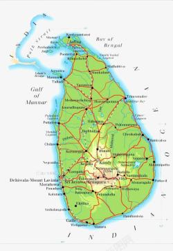 斯里兰卡地图交通示意图高清图片