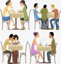 来约会餐厅约会吃饭卡通矢量图高清图片