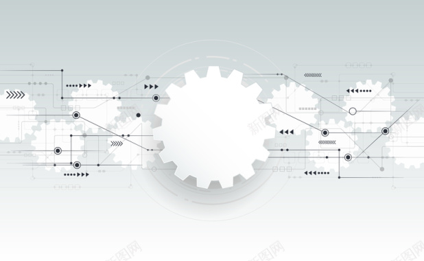 灰色大气齿轮科技海报背景矢量图背景
