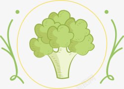 手绘绿色花菜素材