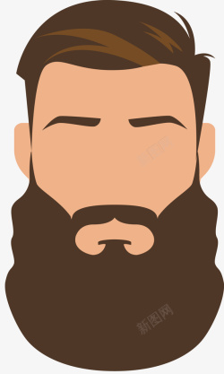 男性胡须满面的褐色络腮胡高清图片