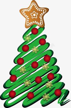 树木饼干冬日绿色线条圣诞树高清图片