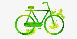 绿色手绘自行车素材