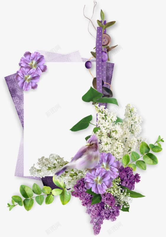 紫色花朵绿色植物边框png免抠素材_新图网 https://ixintu.com 紫色花朵 绿色叶子 装饰图案 边框