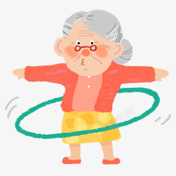 彩色卡通装饰老奶奶锻炼装饰图素材