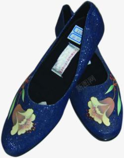花纹女鞋蓝色花纹中国风女鞋高清图片