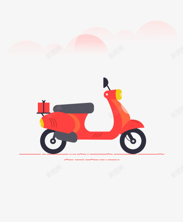 红色电动车png免抠素材_新图网 https://ixintu.com APP APP元素 交通工具 卡通 摩托车 电动车 红色