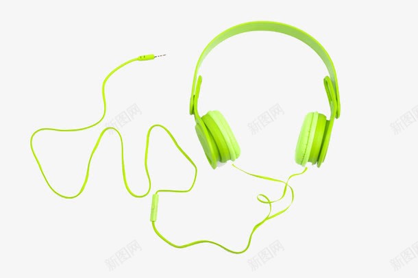 绿色清新耳机png免抠素材_新图网 https://ixintu.com 头戴式耳机 绿色耳机 耳机 耳机线