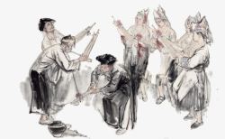 吹芦笙的男人中国水墨画吹芦笙高清图片