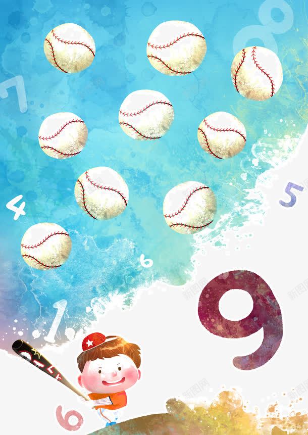 打棒球的男孩png免抠素材_新图网 https://ixintu.com 9 九个棒球 可爱 打棒球的男孩 插画