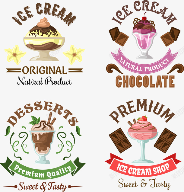 精美多款冰淇淋标签矢量图ai免抠素材_新图网 https://ixintu.com 冰淇淋 标签 精美 矢量图