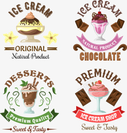 精美多款冰淇淋标签矢量图素材