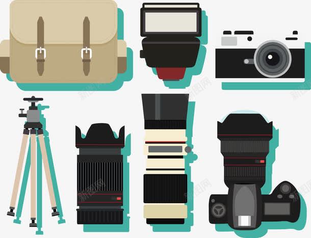 拍摄器材png免抠素材_新图网 https://ixintu.com 相机 相机包 相机架 镜头