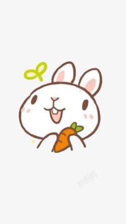 粉嘟嘟抱着红萝卜的小白兔手绘图高清图片