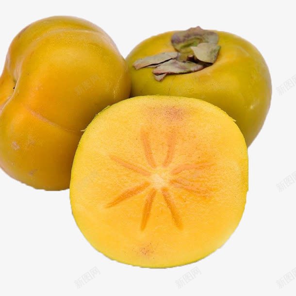 黄色脆柿png免抠素材_新图网 https://ixintu.com 健康 水果 生鲜 营养 黄柿