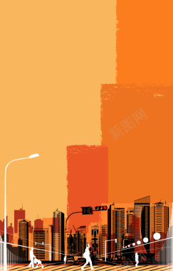 创意城市剪影潮流海报背景矢量图背景