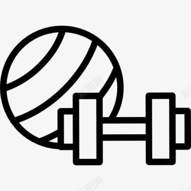 健身房的对象一个球和一个哑铃图标图标