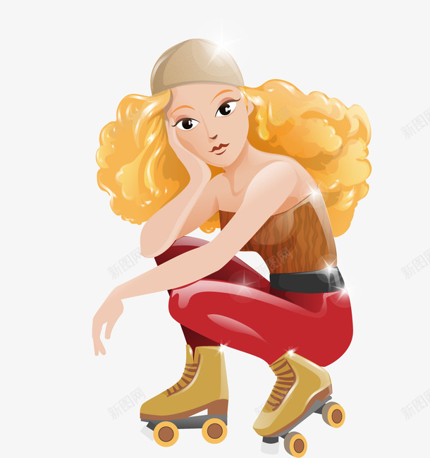 滑轮溜冰鞋的女孩矢量图ai免抠素材_新图网 https://ixintu.com 女孩 溜冰 滑板滑轮 矢量图 红色 鞋子