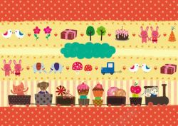 动物卡通蛋糕可爱卡通蛋糕背景高清图片