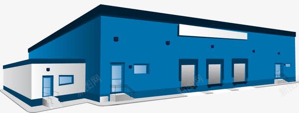 工房png免抠素材_新图网 https://ixintu.com 工业区 流水线 生产 蓝色屋子