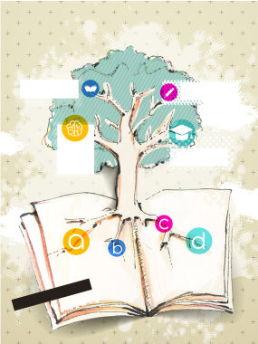 创意彩绘树木商务信息图背景矢量图背景