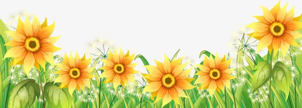 卡通植物向日葵背景png免抠素材_新图网 https://ixintu.com 卡通背景 向日葵背景 植物 绿色植物 花朵