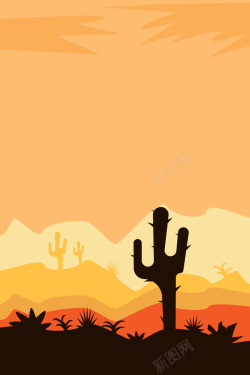 丝绸之路海报矢量手绘卡通沙漠风光风景背景高清图片