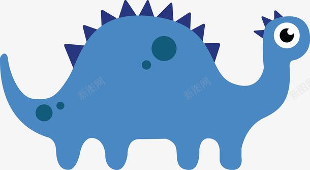 蓝色恐龙手绘简图png免抠素材_新图网 https://ixintu.com 动物 卡通 可爱的 尾巴 恐龙 手绘图 眼睛