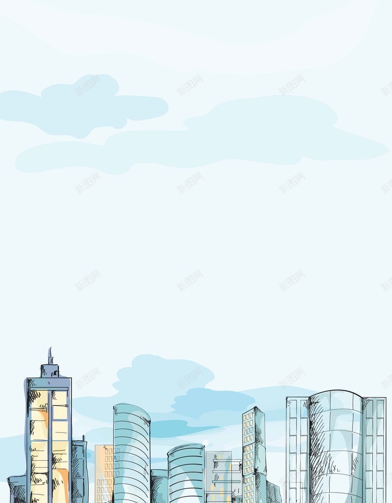 手绘城市水彩插画清新矢量图ai设计背景_新图网 https://ixintu.com 城市 建筑 手绘 插画 晕染 楼房 水彩 清新 简约 矢量图