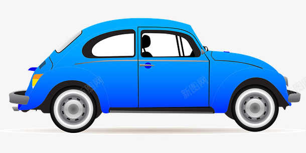 蓝色轿车卡通png免抠素材_新图网 https://ixintu.com 交通 卡通蓝色 插画 装饰 轿车