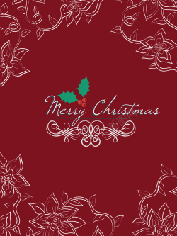 优雅线条圣诞字体喜庆红色圣诞新年花纹背景矢量图高清图片
