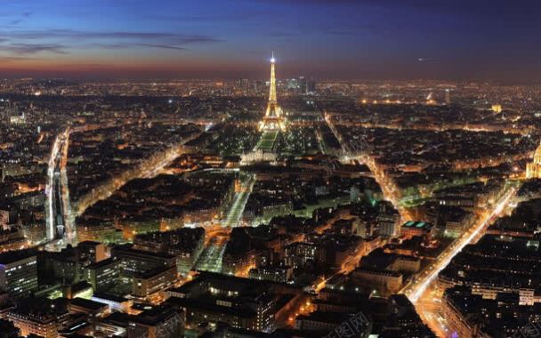 国际都市巴黎夜景背景