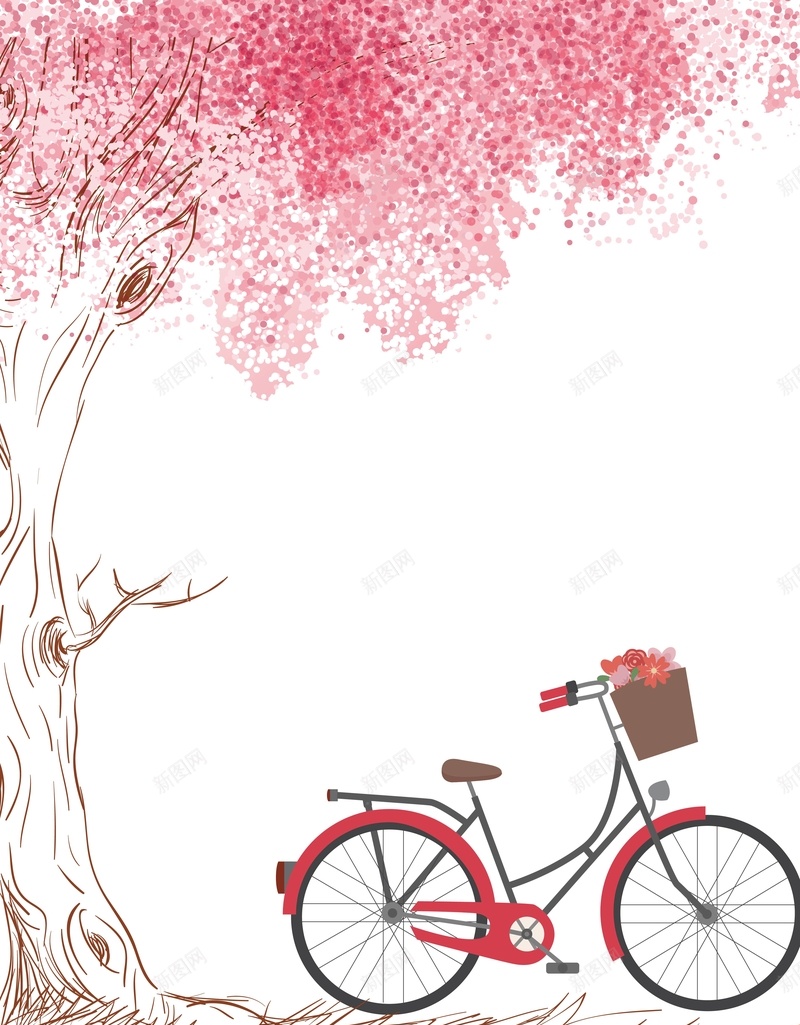 红色树下的自行车背景矢量图ai设计背景_新图网 https://ixintu.com AI 树叶 树木 浪漫 海报 温暖 矢量素材 背景 自行车 高清背景设计图 矢量图