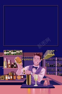 卡通手绘矢量酒吧背景图背景